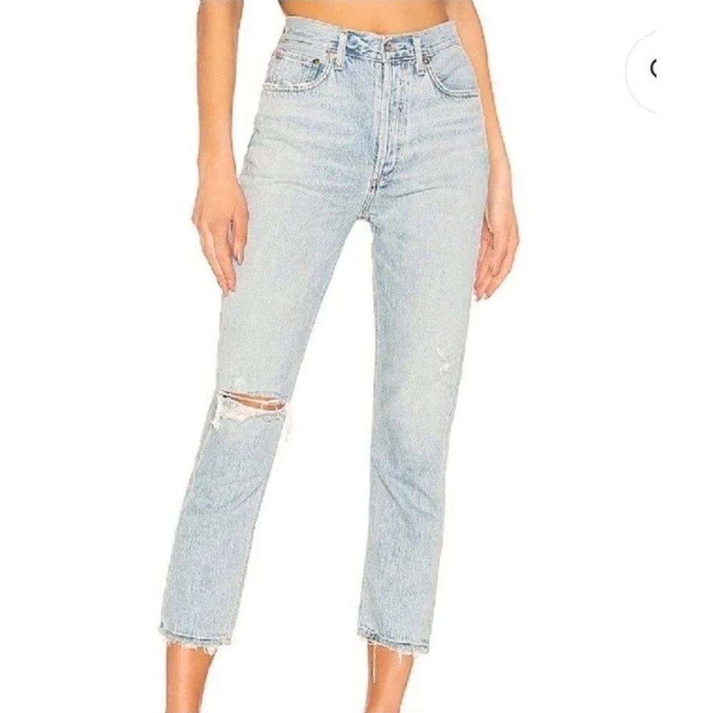 AGOLDE Riley Crop Jeans Size 29 High-Rise Straight Leg Shatter Wash